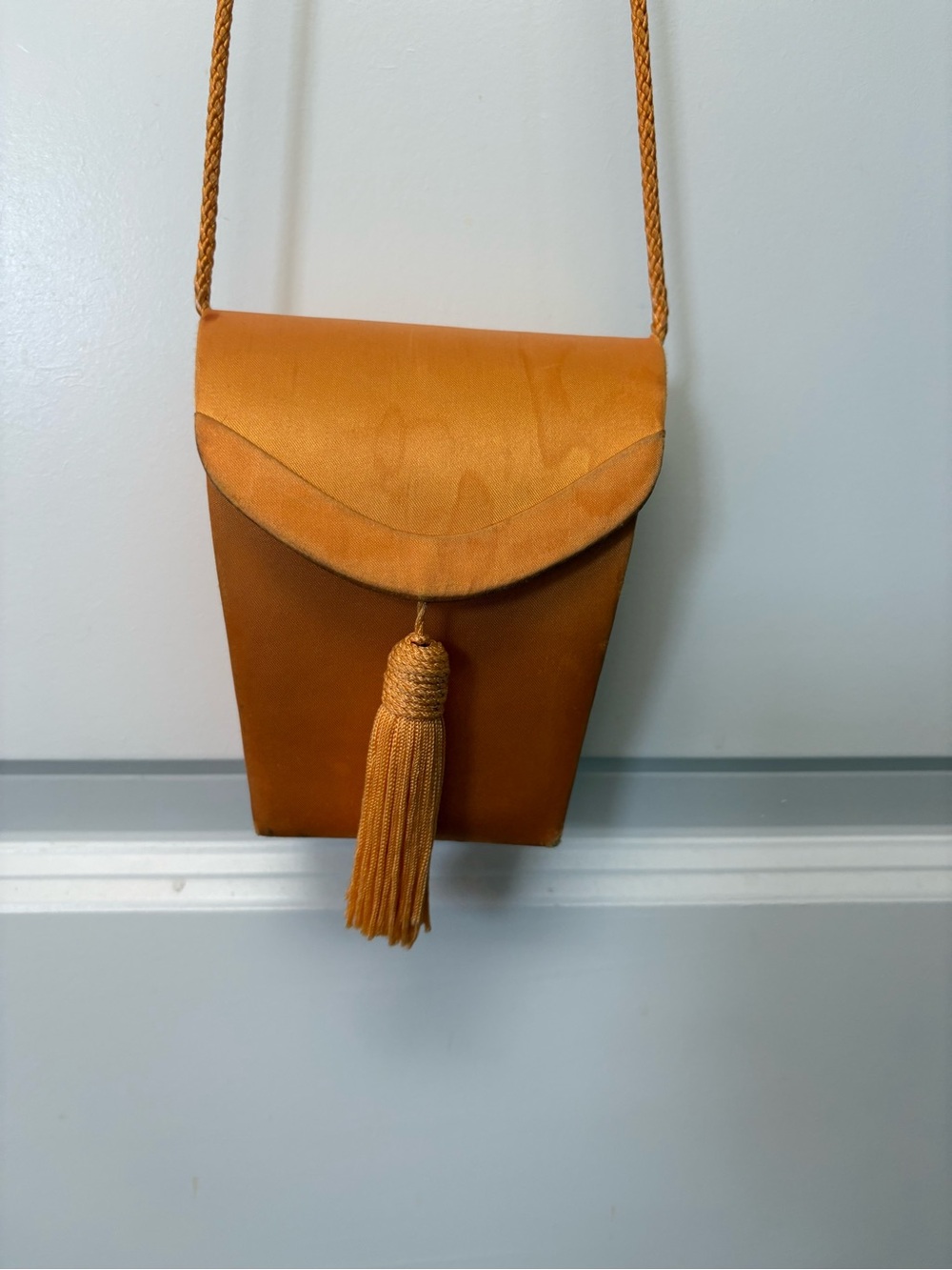 Elegant satin Orange Tassel Crossbody Bag